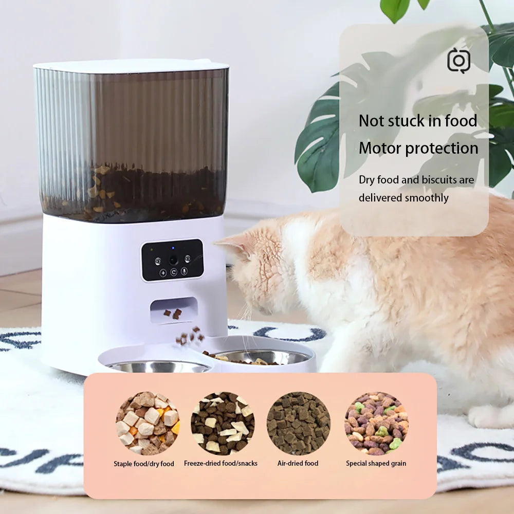 Smart Automatic Cat & Dog Feeder with Camera, Voice Recorder & Interactive Video Dispenser