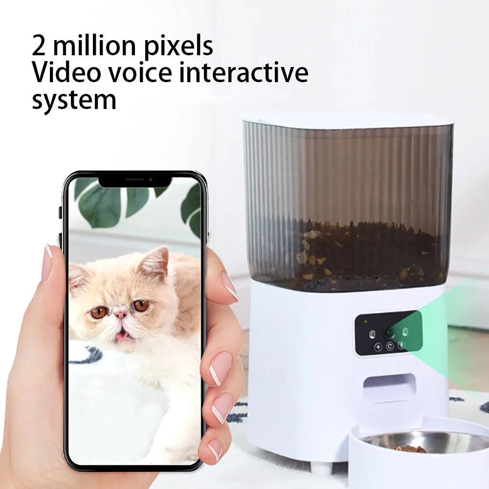 Smart Automatic Cat & Dog Feeder with Camera, Voice Recorder & Interactive Video Dispenser