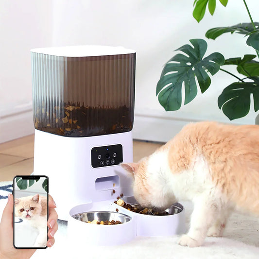 Smart Automatic Cat & Dog Feeder with Camera, Voice Recorder & Interactive Video Dispenser